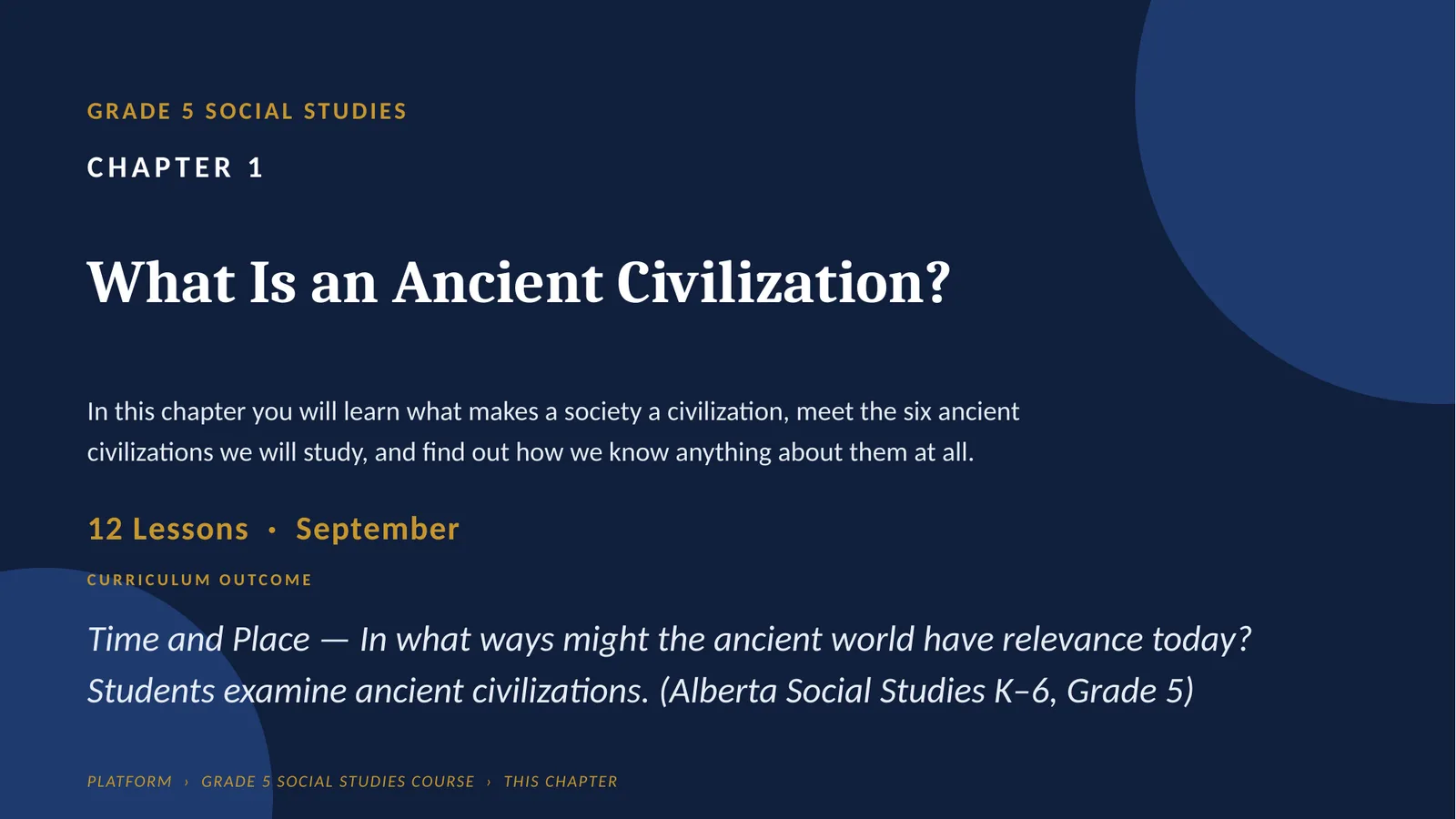 GRADE 5 SOCIAL STUDIES. CHAPTER 1. What Is an Ancient Civilization?.